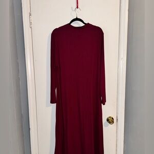 Long Sleeve Burgundy Dress